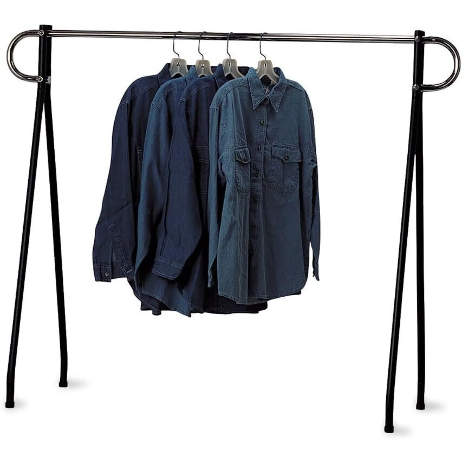 

US Clothing Rack Black & Chrome Single Rail Retail Storage Garment Salesman 60 x 60