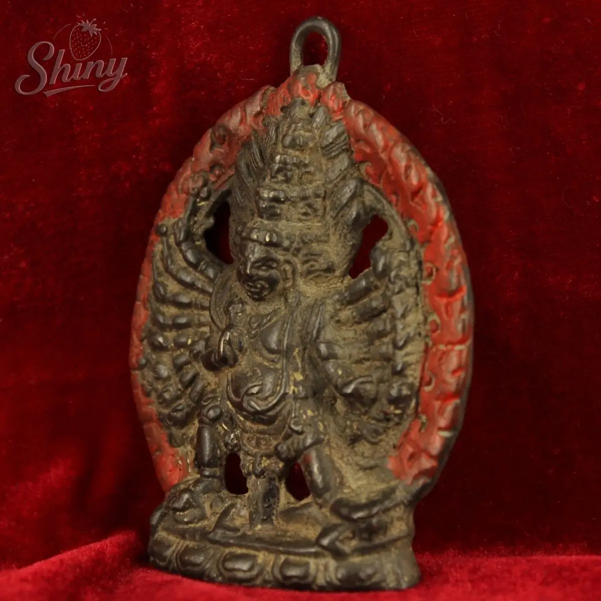 التبت البرونزية 8 الأسلحة ماهاكالا بوذا الإله فاجراباني التانترا تمثال تميمة قلادة غرفة المعيشة الديكور