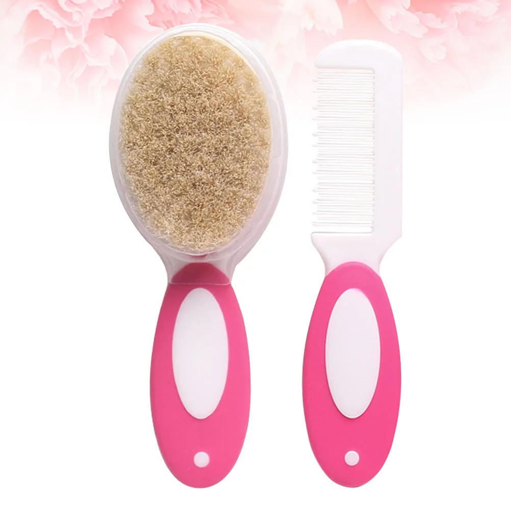 

2Pcs Baby Care Set Pink Newborn Hairbrush and Infant Comb Ergonomic Handle Gentle Detangle Soft Scalp Massage Hairbrush