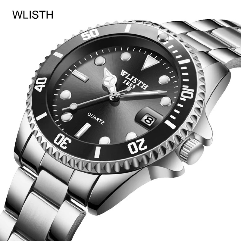 Watch Men Classic Red Blue Circle Diving Series Magnifying Glass Waterproof Date Clock Sport Watches Mens Quartz Wristwatch Relo