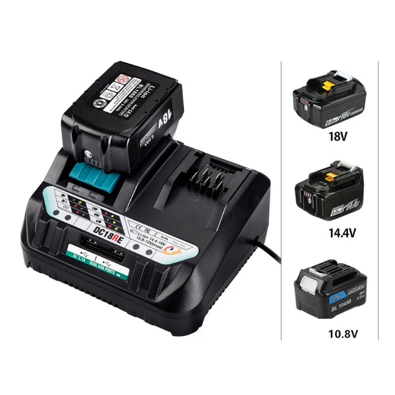 Lithium Battery Charger DC18RE For Makita 18V 14.4V 10.8V 12V li-ion Battery BL1830 BL1430 BL1016 BL1021 BL1041