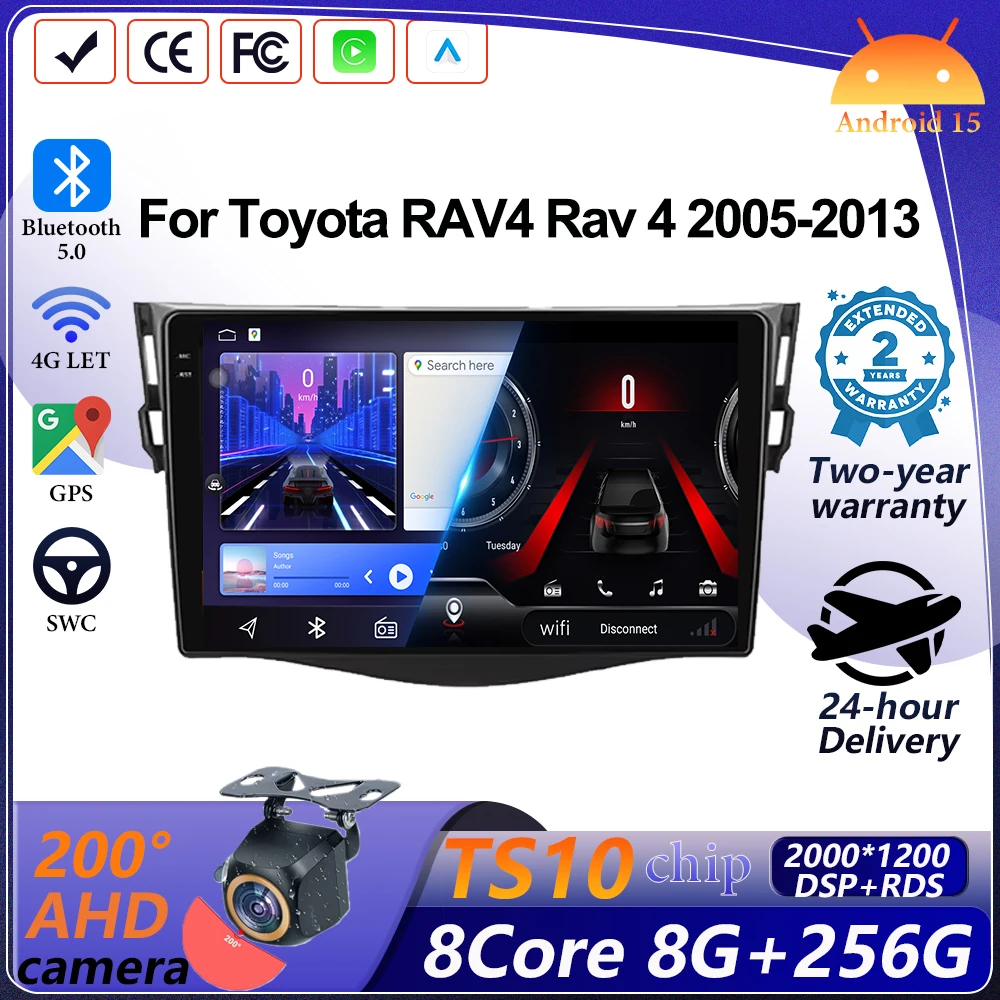 

Android 15 автомобильный Carplay для Toyota RAV4 Rav 4 2005-2013 мультимедийный плеер навигационный экран дисплей 5G Net WIFI ster