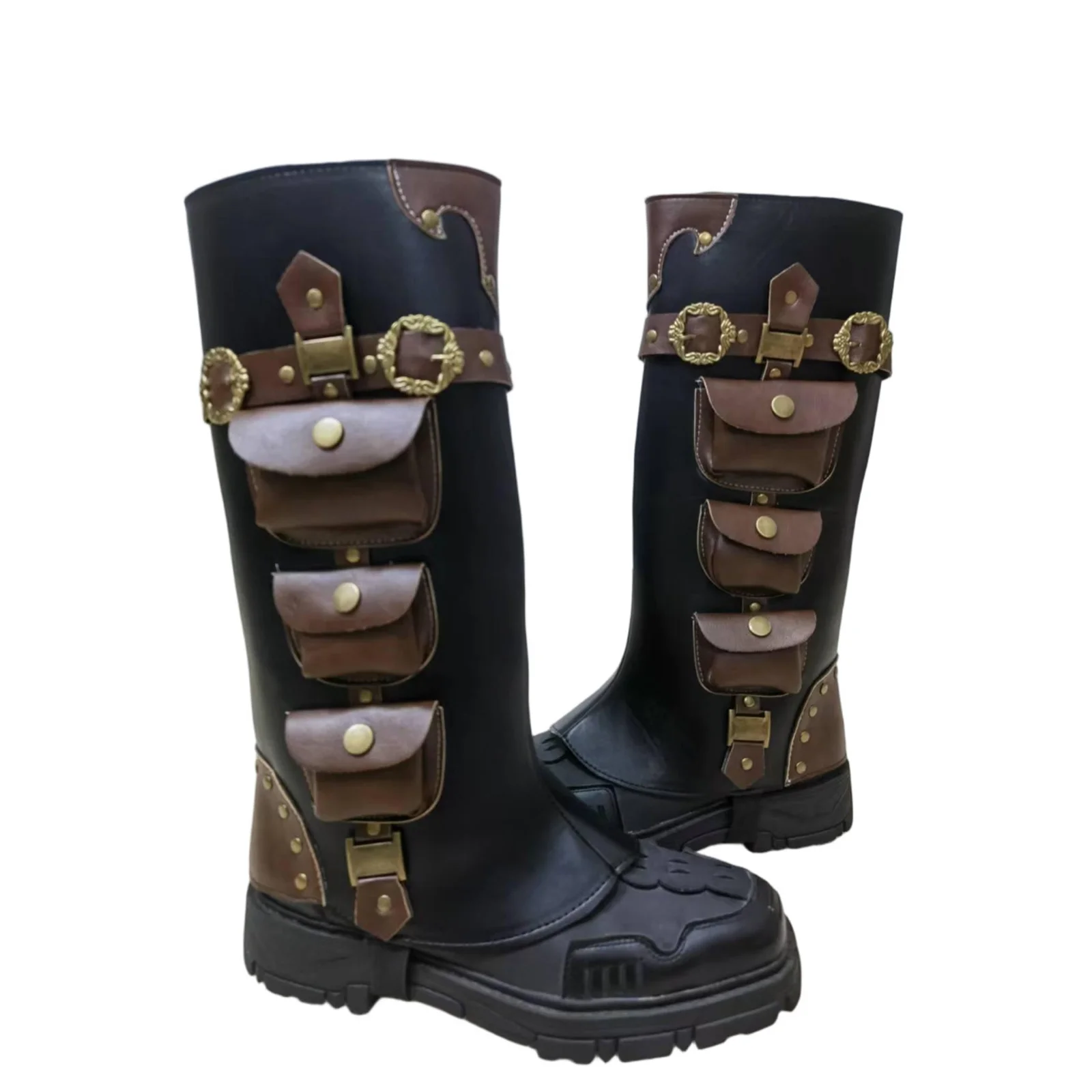 Cubierta de botas Steampunk medievales para hombre, mallas góticas vikingas piratas, accesorios, cubierta de bota renacentista de Halloween
