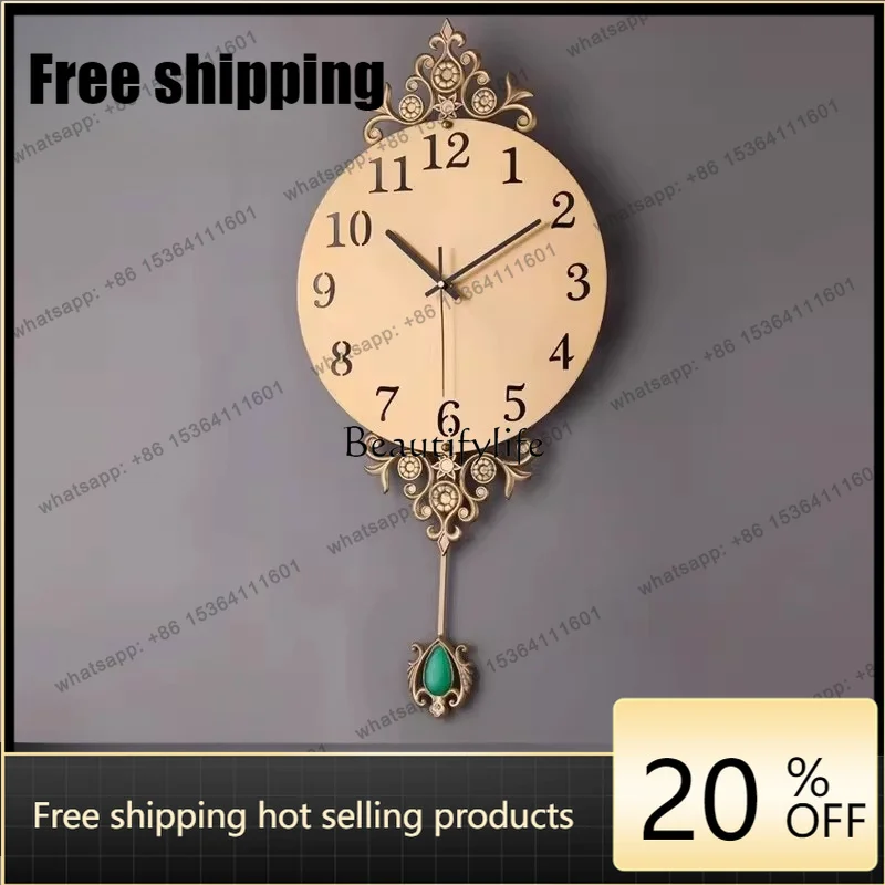Best Sellers Modern Light Luxury Pure Copper Wall Clock Ornament Living Room Home Creative European Wall Watch