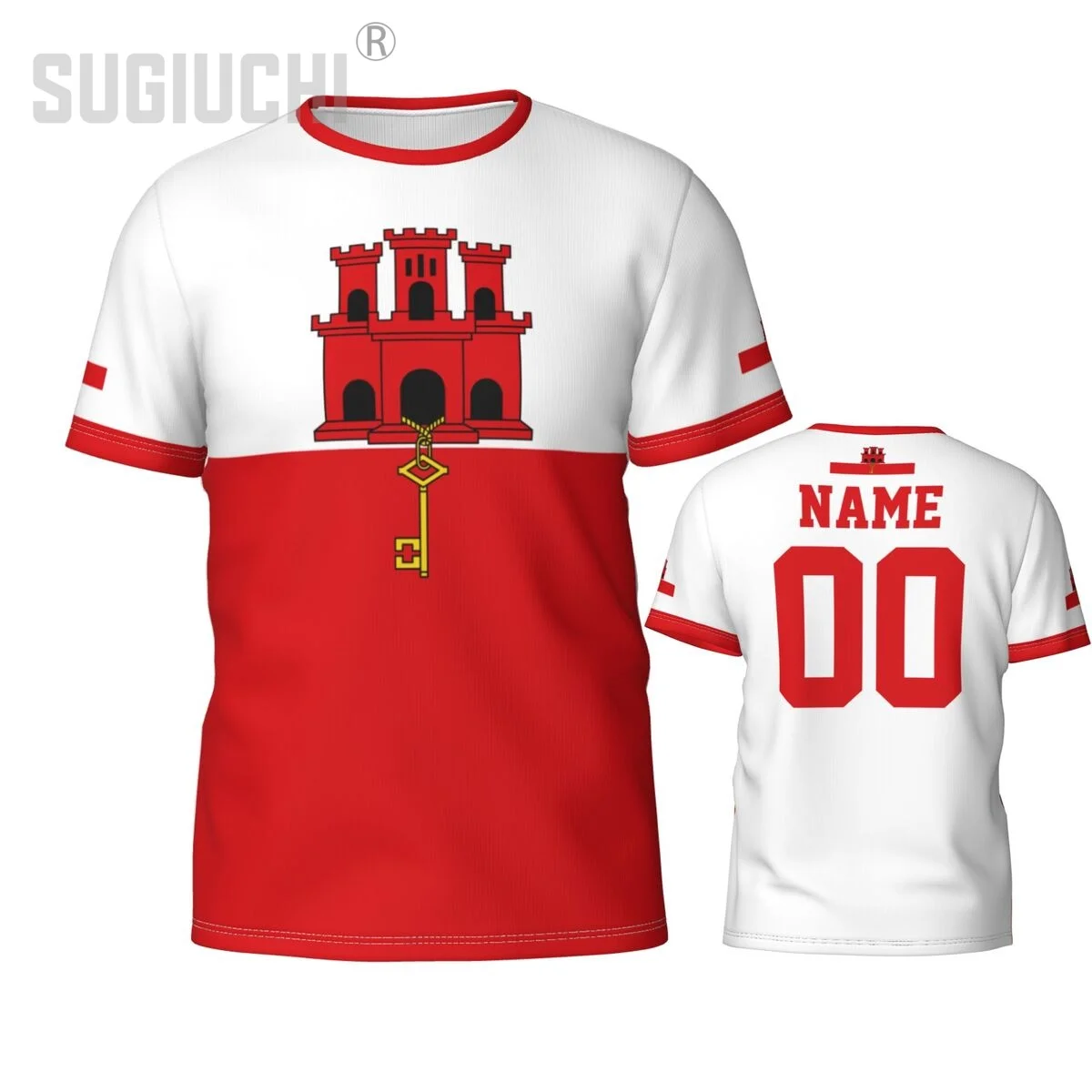 اسم مخصص رقم جبل طارق العلم ثلاثية الأبعاد تي شيرت للرجال النساء تيز فريق الملابس كرة القدم مشجعي كرة القدم هدية تي شيرت