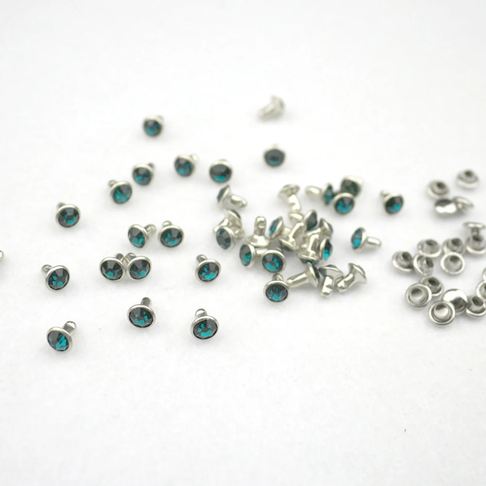 6mm 50Set Color Rhinestone Rivet Material for Clothes Bags Hat Decoration DIY Hand Sewing Buttons Accessories