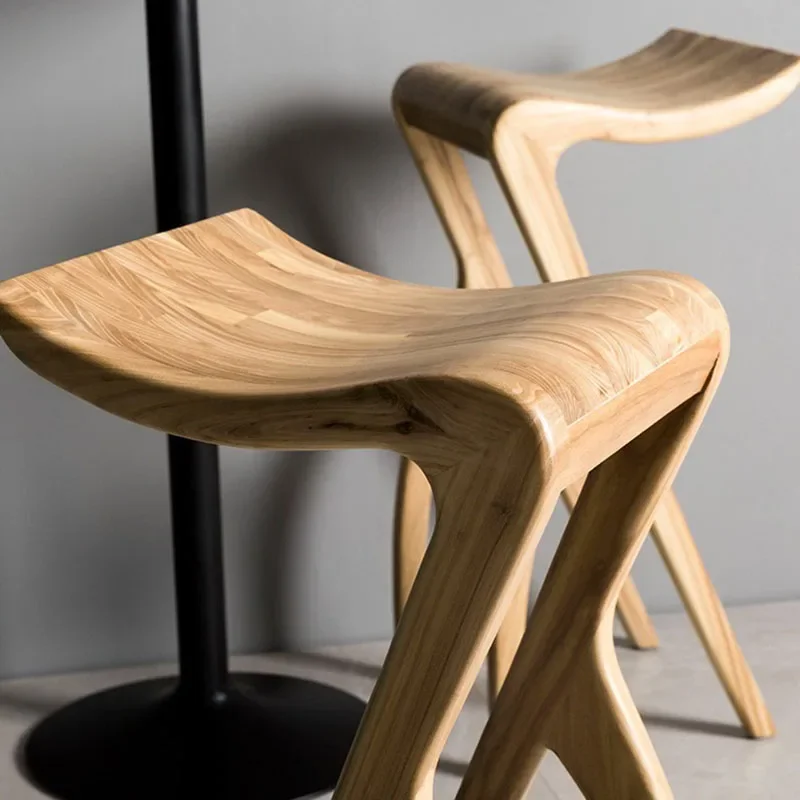 Chaises en bois à pieds hauts, tabouret de cuisine minimaliste, salle de petit déjeuner, rétro, rustique, designer, chaise étanche, meubles de bar