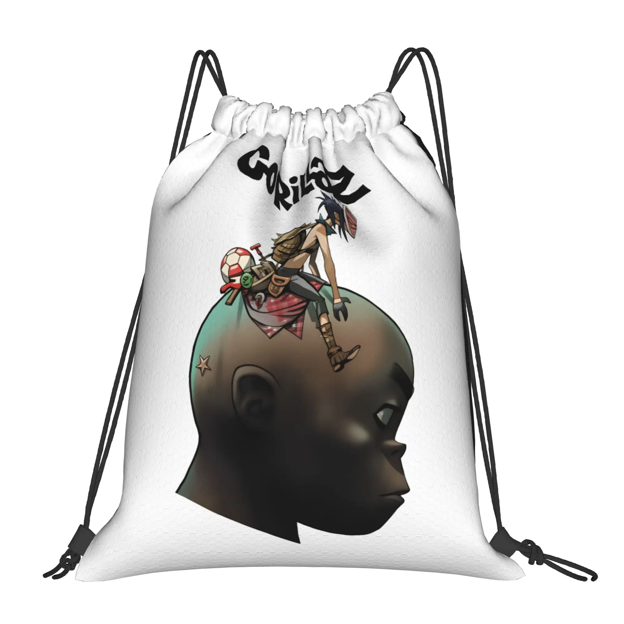 Gorillazs Drawstring Bag  Gym Fitness Couple BackpackPortable Retro Sackpack String Bags