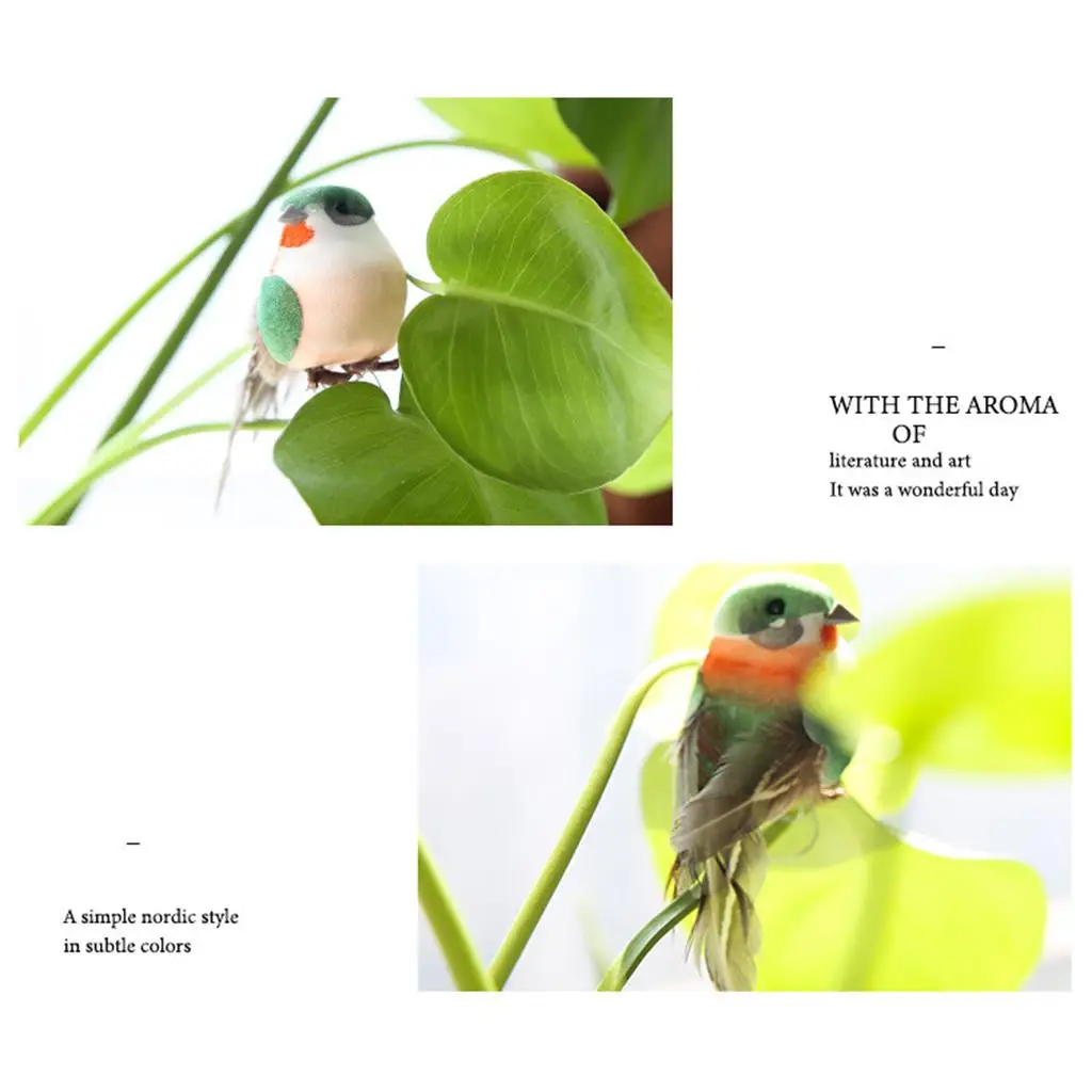 Perched Woodland Fake Bird Model Miniature Foam Feather Statue for Fairy Garden Christmas Tree Decoration