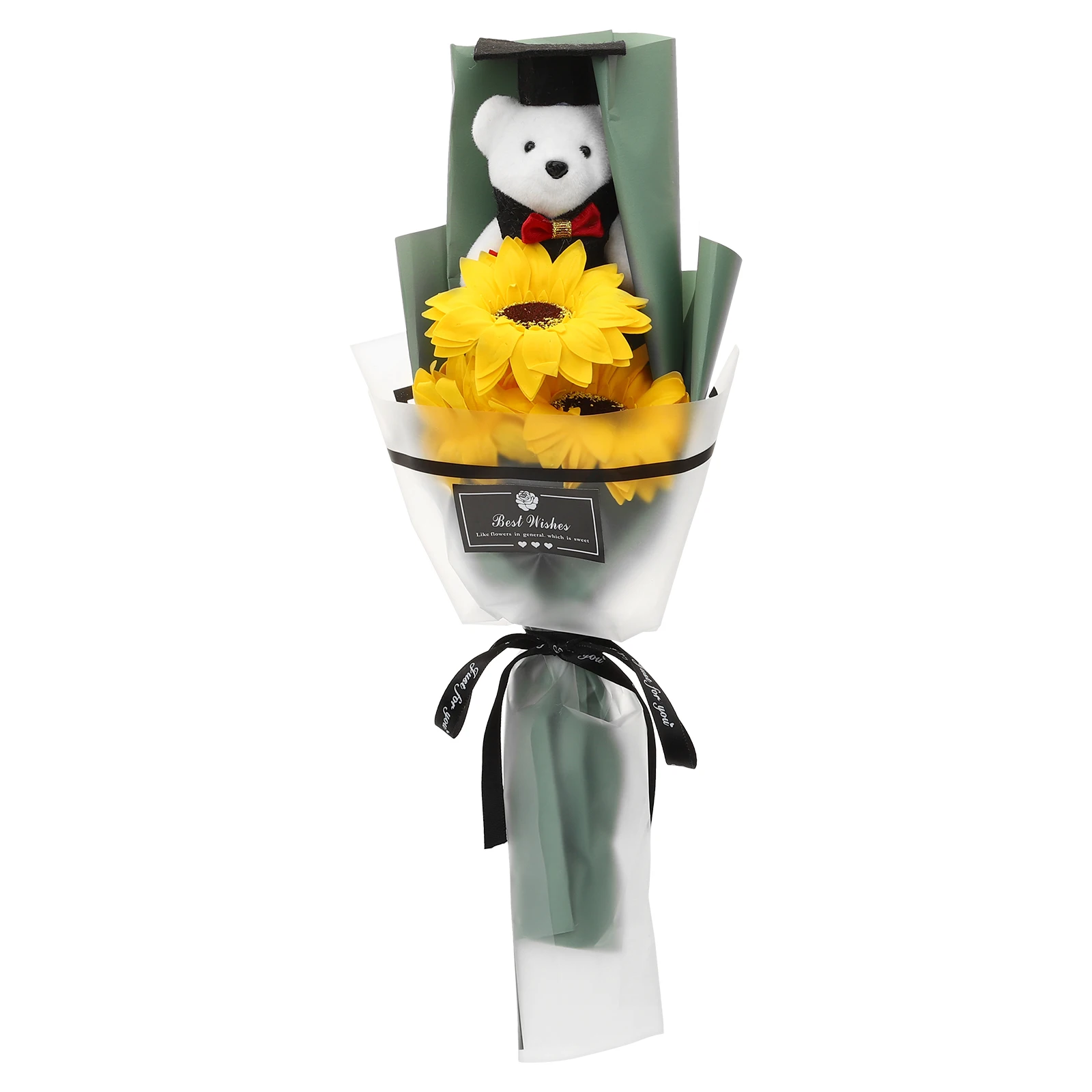 

Sunflower Graduation Bouquet Adorable Bear Creative Ornament for Grad Party Bedroom Living Room Graduation Gift