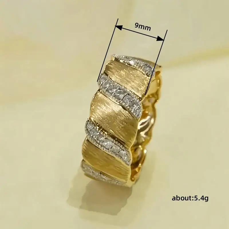 Huitan Zweifarbiger Damenring mit glänzendem CZ-Edelstein, modisches Party-Accessoire, edle Hochzeit, Verlobung, vielseitiger eleganter Damenschmuck – Detail 1