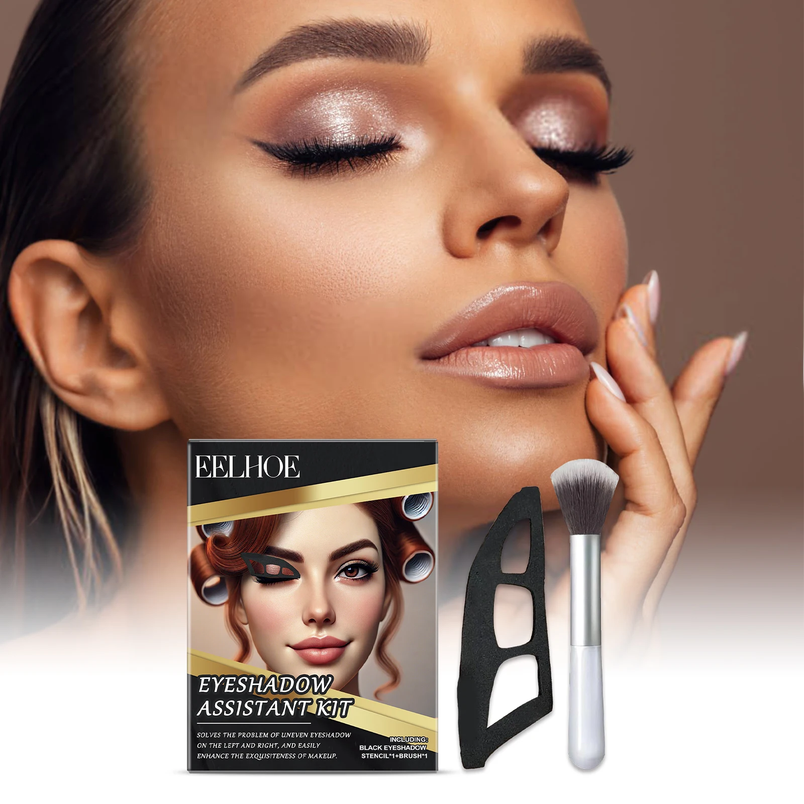 Strumento riutilizzabile per ombretto femminile Modello per trucco rapido per occhi Strumenti portatili per trucco per ombretto da viaggio adatti ai principianti