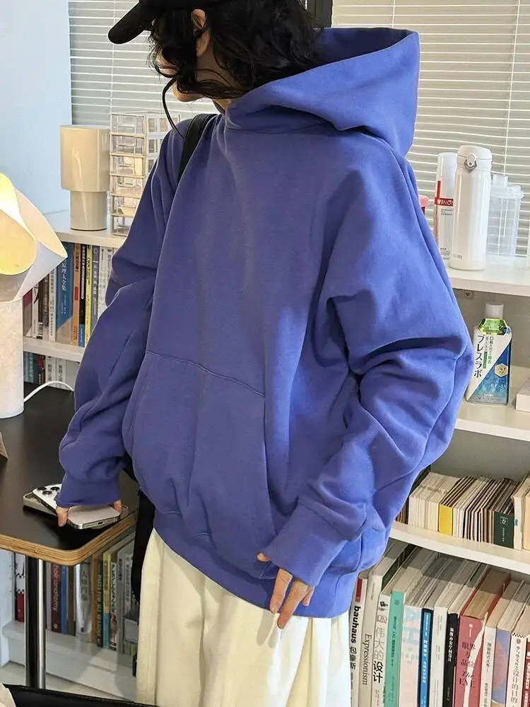 Big Blue Purple Pockets Size Casual Sweatshirt New Hooded Long Sleeve Women Fashion Spring Autumn 2026 1DJ9
