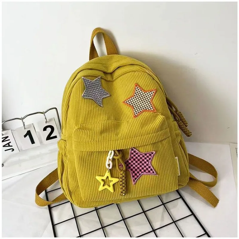 

Japanese series Star Large capacity schoolbag ins Maiden Cute College student corduroy backpack all-match