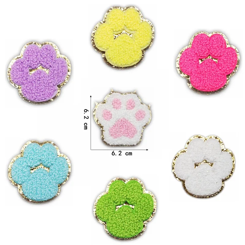 3 pcs Glitter gold rim Chenille Iron on Patches pocketbag Embroidered patch diamond sticker for school bag Applique