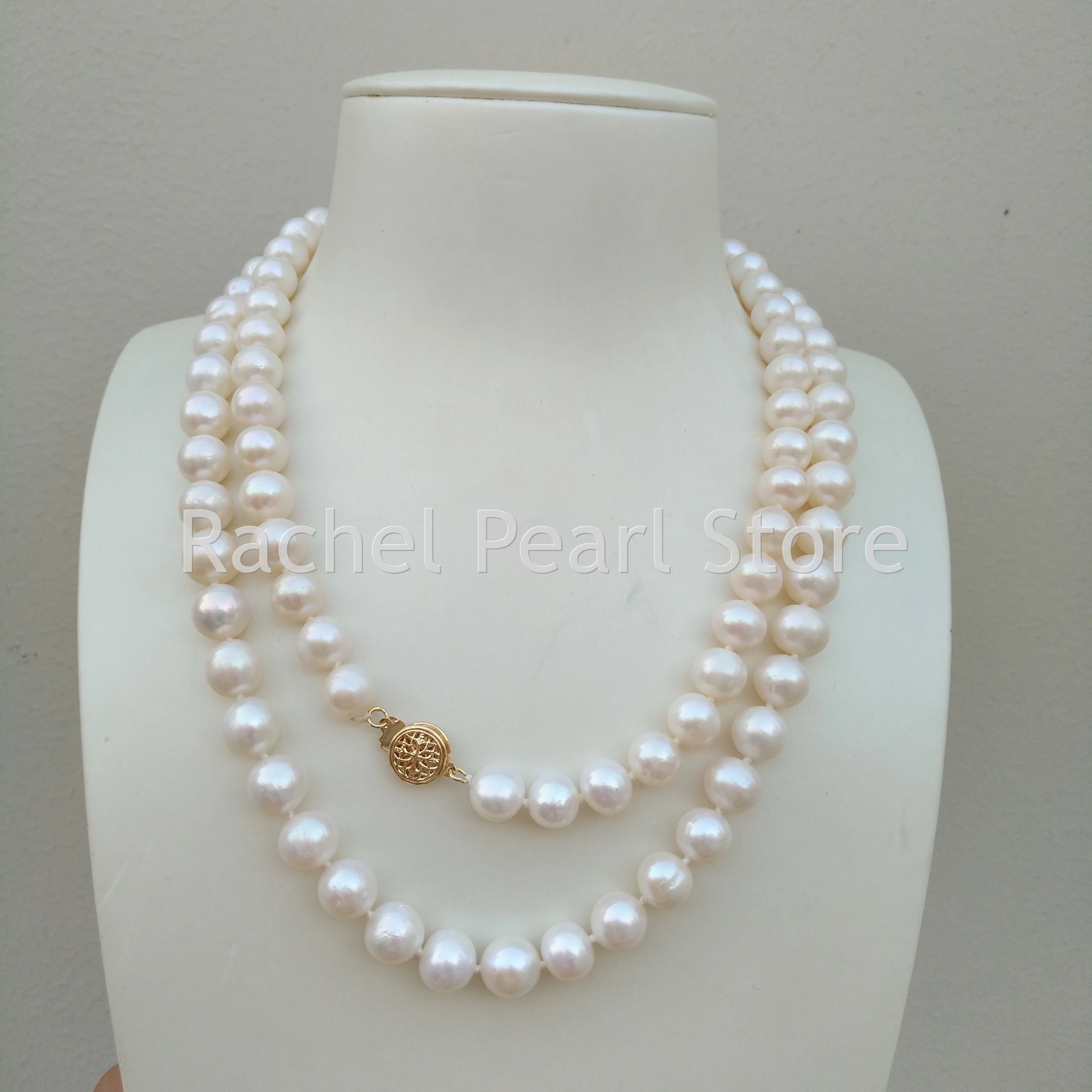 Exceptional Popular 36inch 8-9mm Round White Akoya Real Natural Pearl Necklace  Original Real shot photos