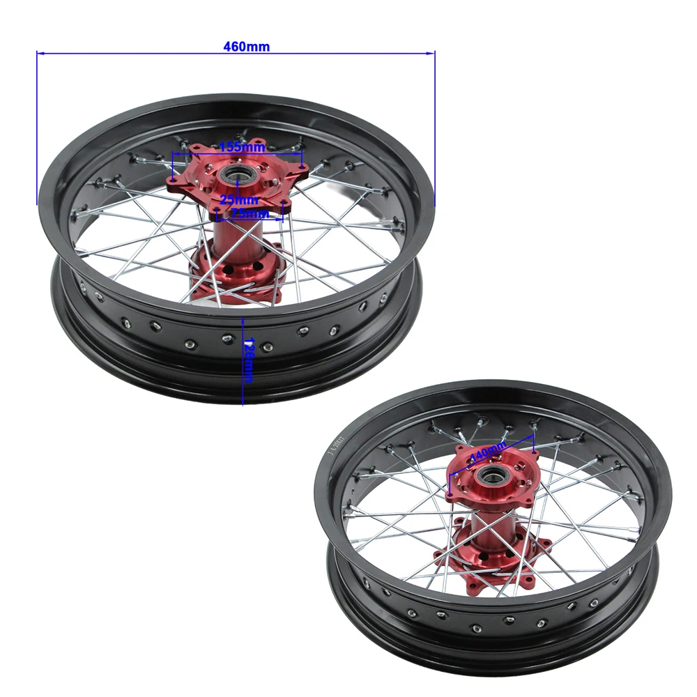Motorcycle 3.50x17' 4.25x17' Spoked Wheels Aluminum Rim Set for KTM EXC EXC-E SX SX-F XCW 150 200 250 300 350 450 2003-2018