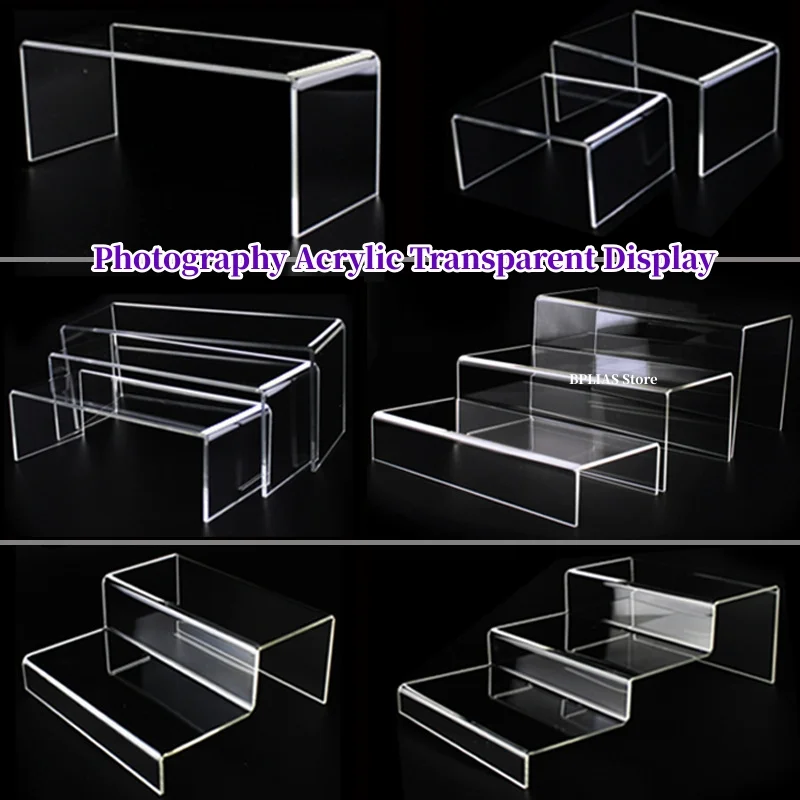 

Acrylic Transparent Multilayer Ladder Stair Display Stand Shoes Bag Cosmetics Toy Display Stand Photography Props