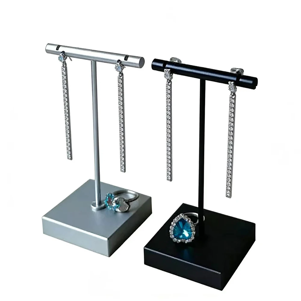 Earrings Dangle Jewelry Display Stand Metal Ring Hanging Organizer T Bar Porp Stud Piercing Jewellery Storage Holder Shelf 11cm
