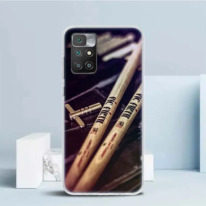 Capa macia para Redmi, Instrumento Musical Drum Rock Print Phone Case, 12, 12C, 10, 10A, 10C, 9, 9A, 9C, 9T, 8, 8A, 7, 7A, k20, 6 pro, 6A, S2, Pa K40