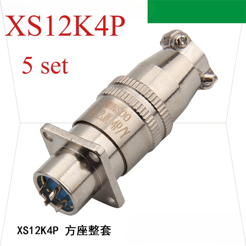 

5 sets Suitable for MINSOO XS12JK-4P/Y 4-pin aviation plug XS12K4P connector XS12J4A square seat