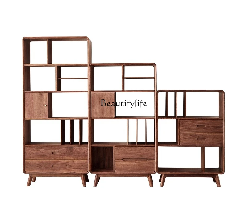 

North American black walnut free combination cabinet storage storage all solid wood bookcase