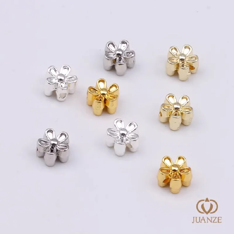 

10PCS Silver 14K/18K Gold Plated Round Spacer Beads Bead Separator Brass Spacer Beads DIY Jewelry Making Accessories