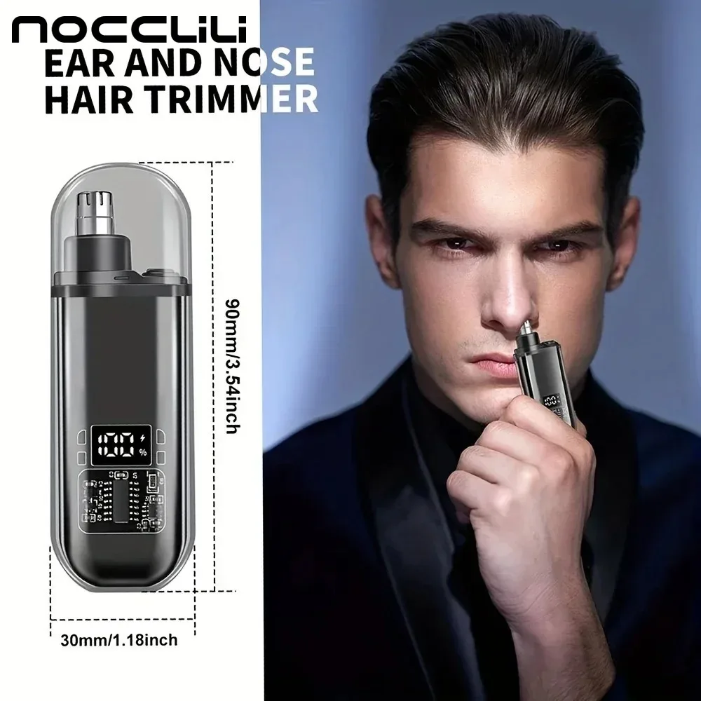 Men’s Electric Nose and Ear Hair Trimmer USB Rechargeable Fast Charging Portable Mini Compact Grooming Kit for Personal Care