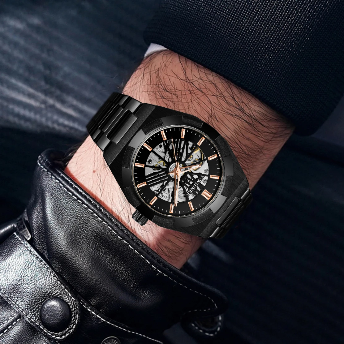 Men's Automatic Mechanical Watch Stainless Steel Band Luxury Business Casual Classic Design Elegant Aesthetic Modern Timepiece