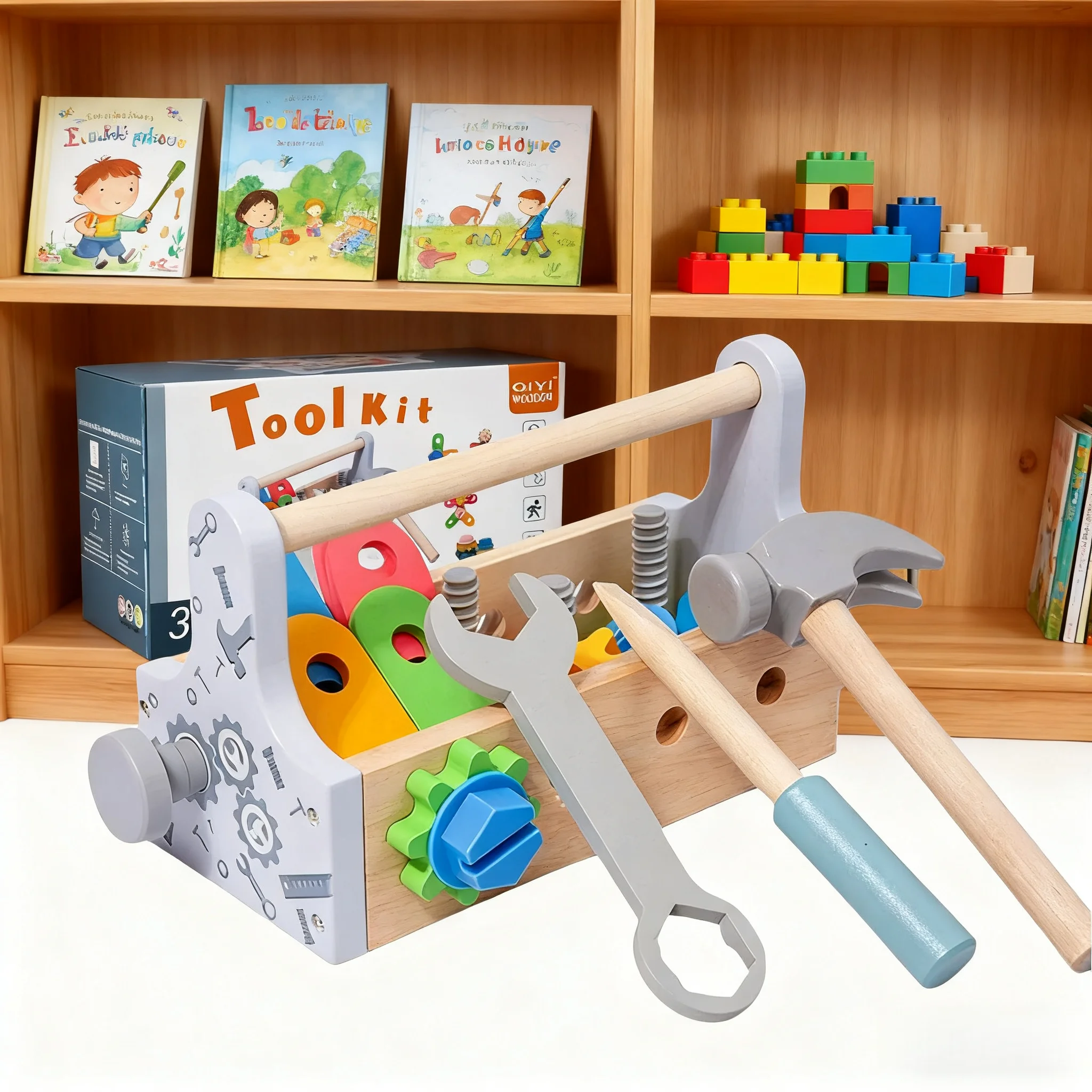 @@Houten speelgoed Fantasiespelset Kinderen Gereedschapskist Moer Demontage Schroefmontage Simulatie Reparatiespellen Educatief zintuiglijk speelgoed