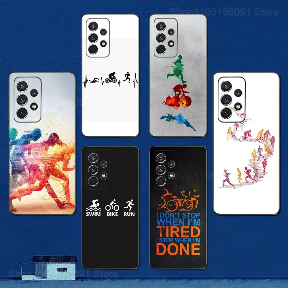 

Swim Bike Run Triathlon Case For Samsung S22,S21,S20,S10,S9,S25,S24,S23,Ultra,FE,Plus,Lite,Soft Silicone Black Cover