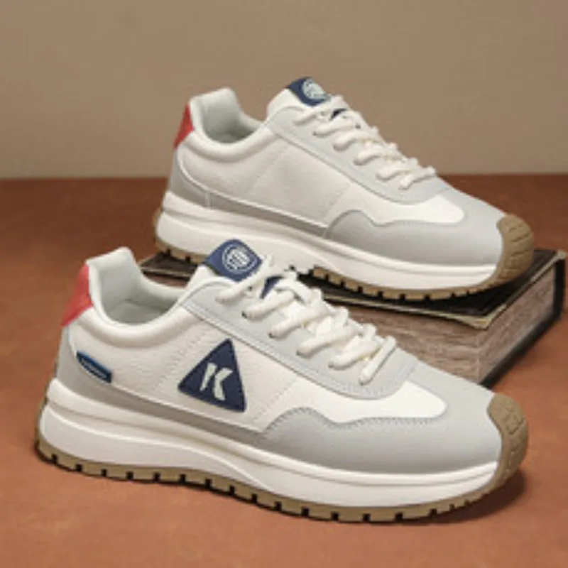 

Spring New Men Casual Sports Shoes Versatile Leather Surface Thick Sole and Versatile Men Shoes Outdoors Comfortable Sneakers