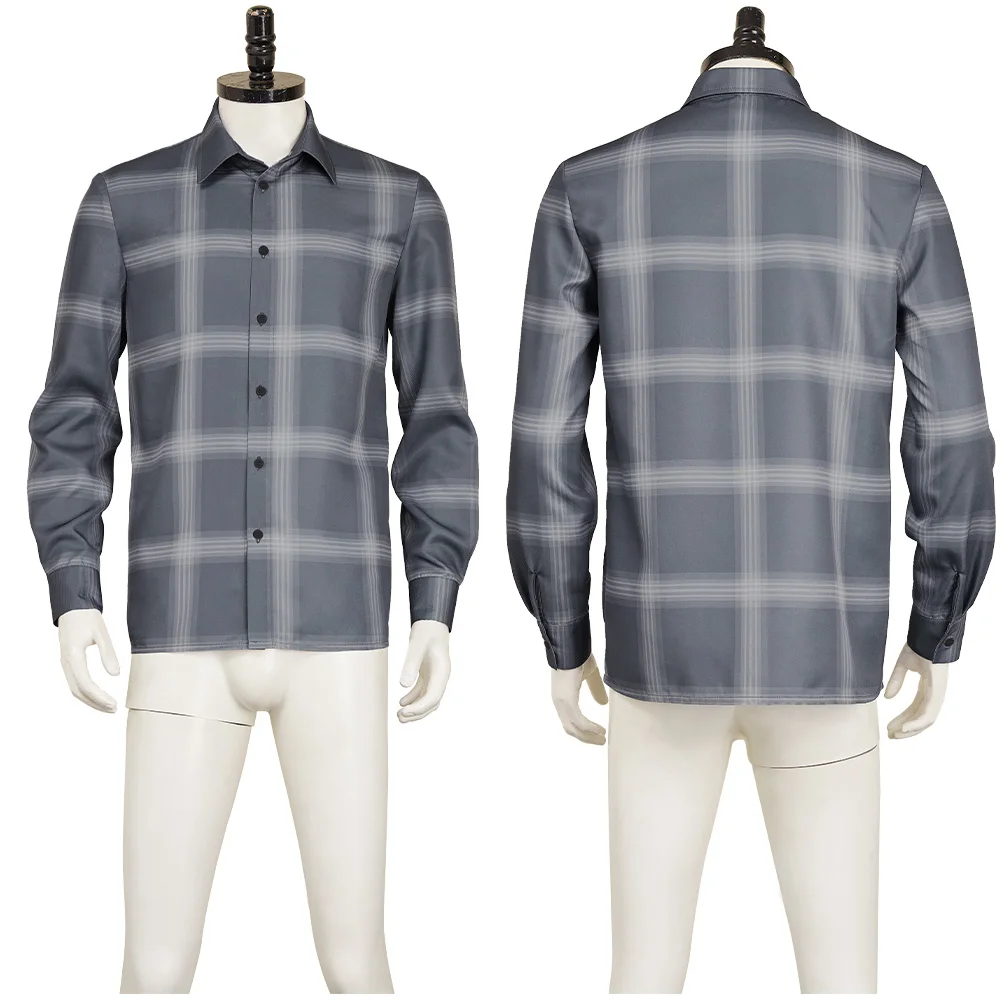 Matt Murdock Cosplay Men Fantasia Grey Plaid Shirt Movie Dare Cosplay Devil Costume Outfits Disguise Top Halloween Carnival Suit