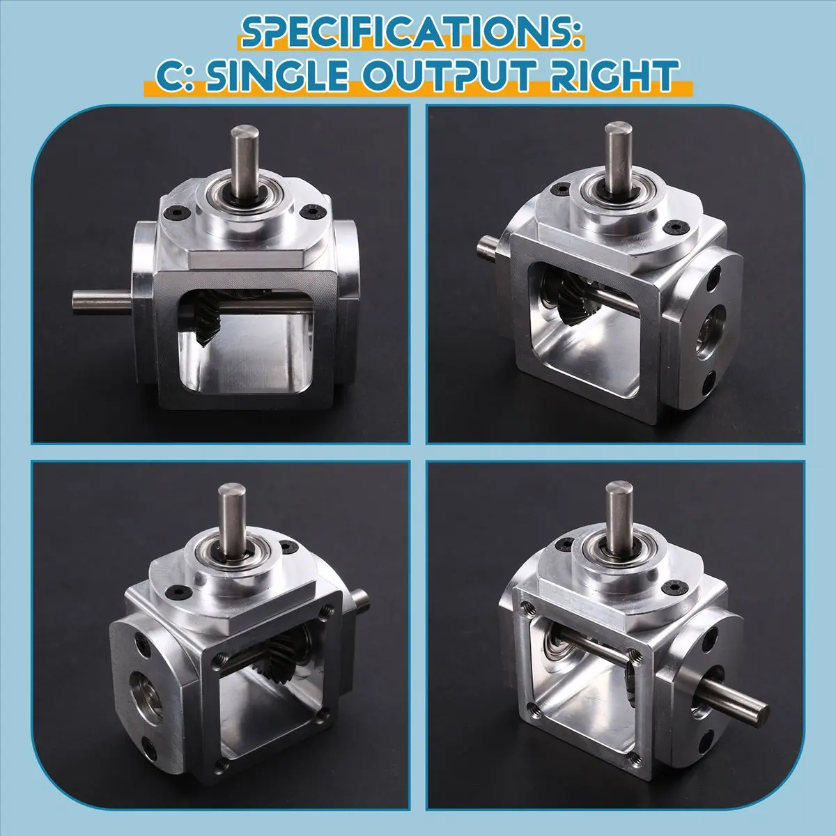 A74U 90 Degree Right Angle Bevel Gear-Box with Mounting Hole 1:1 Shaft 1 Module 20 Teeth Bevel Gear C