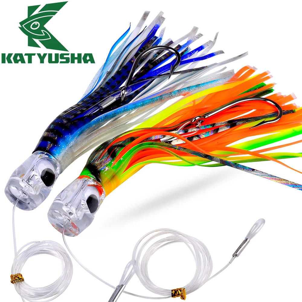 

Katyusha 2 Kinds of Professional Ocean Squid Boat Fishing Lures with Wire Bait and Squid Soft Lure for Trolling tuna 1PC/5PC