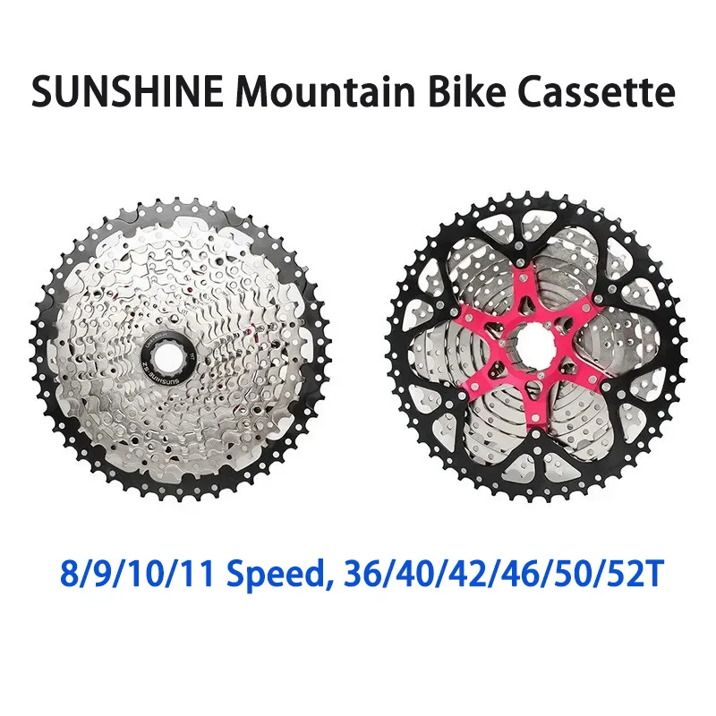 

SUNSHINE Mountain Bike Cassette 8/9/10/11 Speed - 36/40/42/46/50/52T Freewheel Mountain Bike Accessories