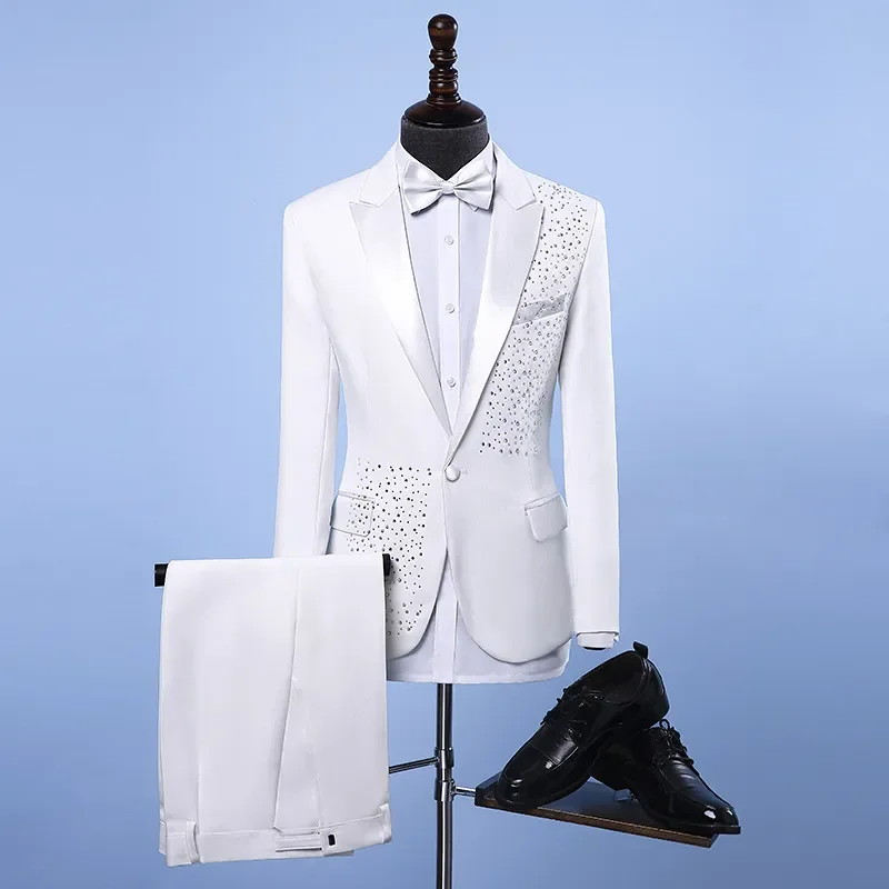 

Fashion Jacquard Fabrics Wedding Suits for Man One Button Shawl Lapel 2Pcs Blazer Pants Business Office Evening Party Customized