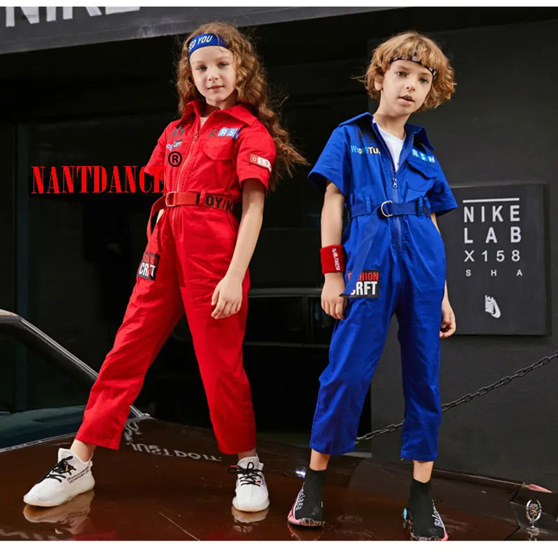 Hip Hop Dance wear Outfits Stage Costumes Coverall Clothes Girls Jazz Modern Dancing Costumes Clothing Suits Kids Children