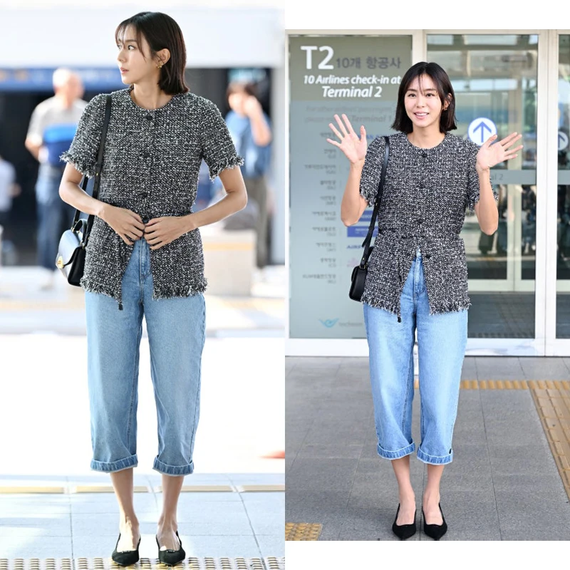 

Faionable High Waist Straight Leg Micro Cone Nine Points Jeans Women's Spring Autumn High Waist Leather Tag Loose Fit Jeans