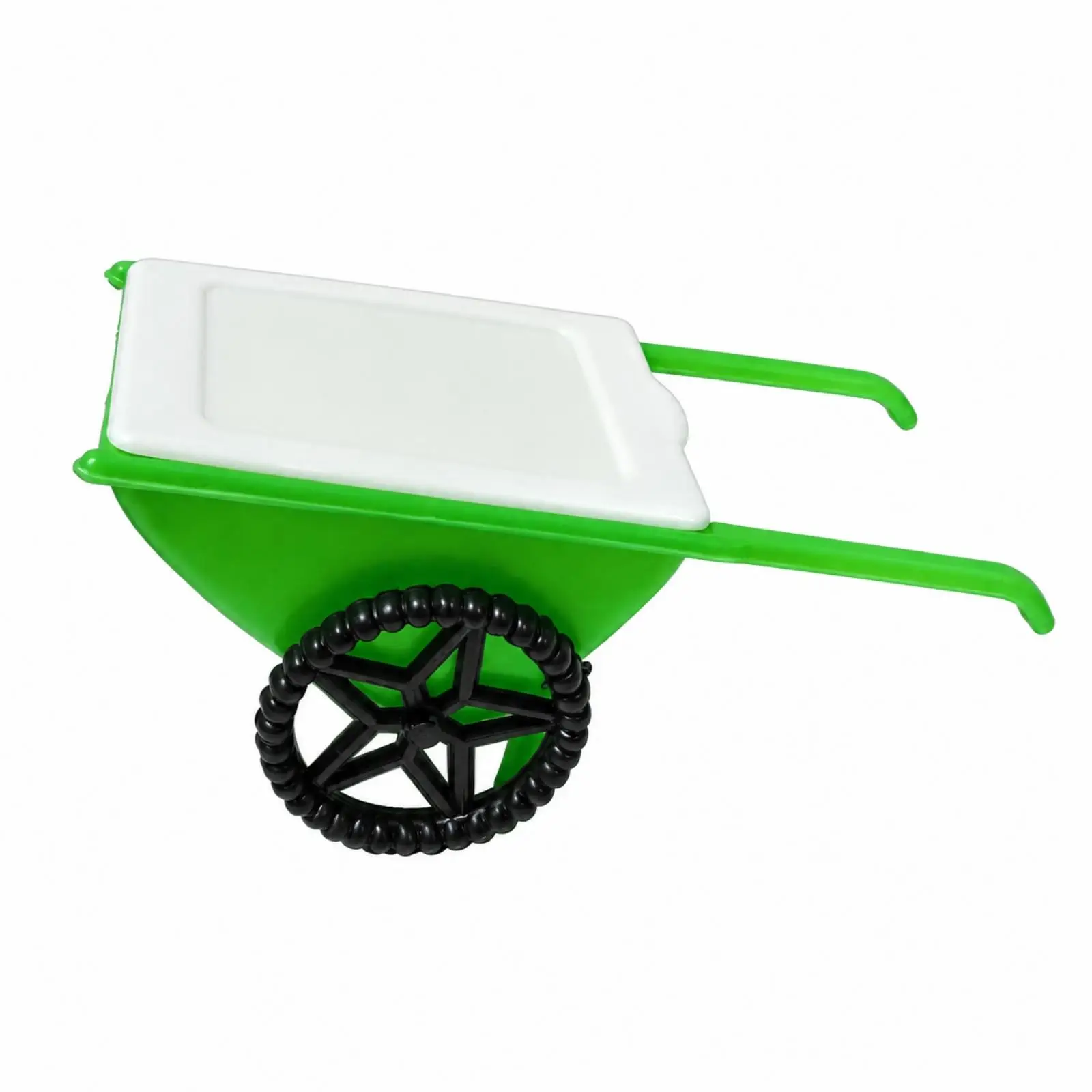 Tiny Garden Wheelbarrow Cart Plaything for Dollhouse Miniature Scene Plastic Green Diorama Prop with Rotating Wheel and Handles