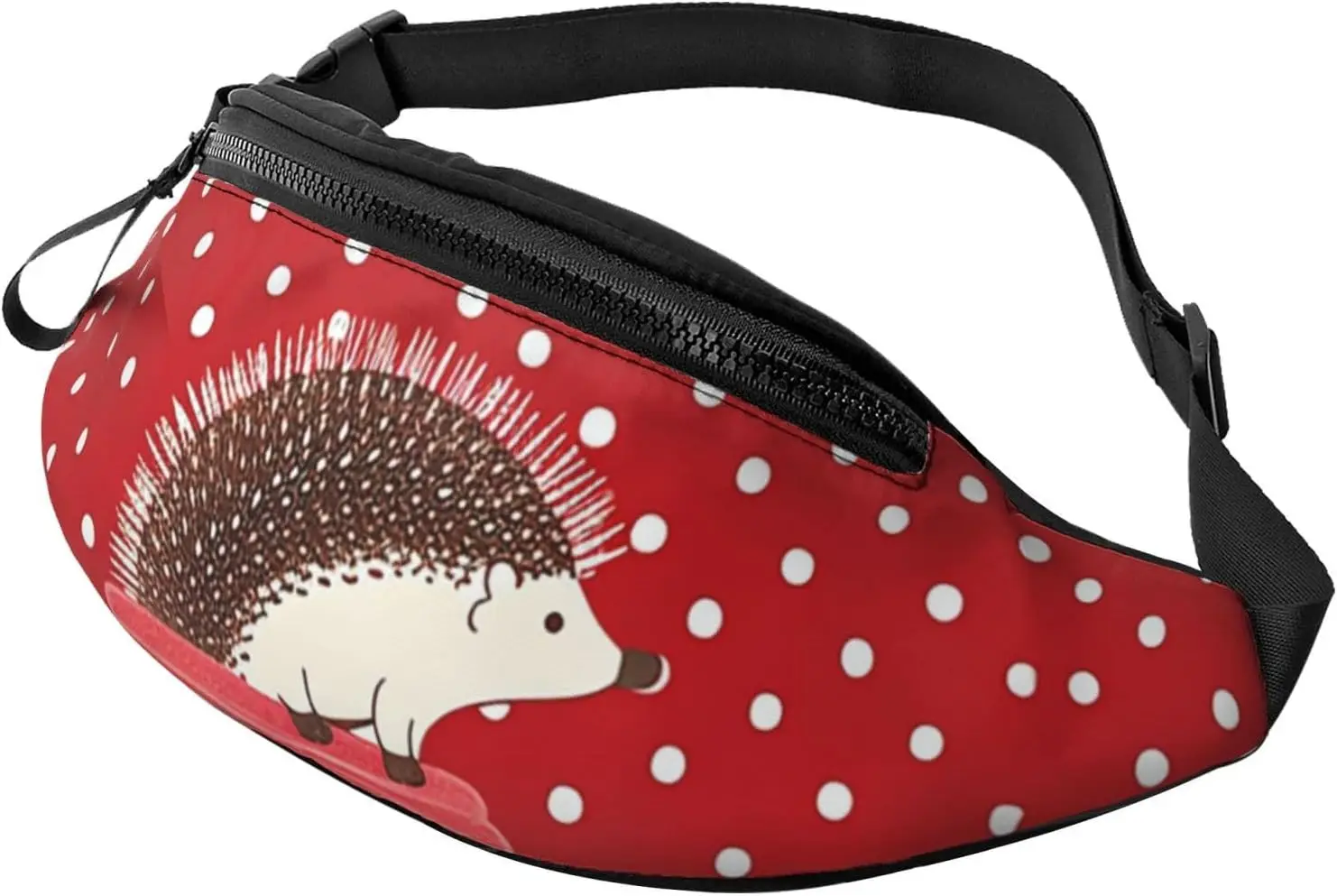 

Red Polka Dot Hedgehog Fanny Pack Waist Bag For Men Women, Lightweight Adjustable Belt Bag Fashion Hip Bum Bag