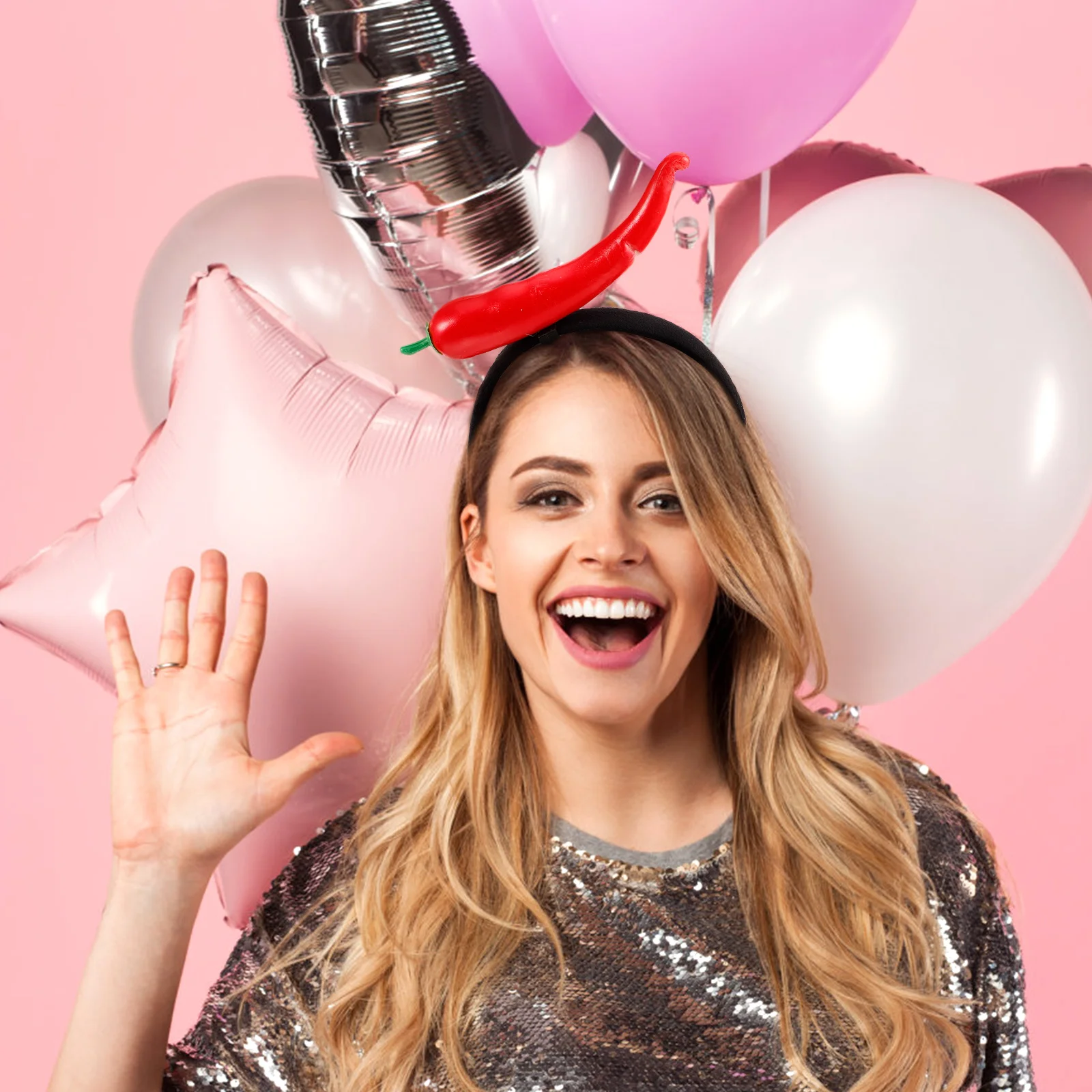 

Cute Chili Design Headband Comfortable Unique Festival Hair Hoop for Women Party Photo Taking Stage Performance All-Match