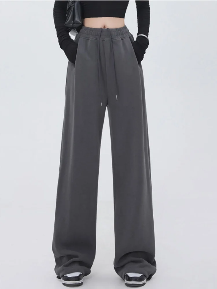 

Women's Autumn Winter Sweatpants Flared Legs Loose Fit Wide Legs Drapey Casual Straight Leg Fleece-Lined Trousers Warm