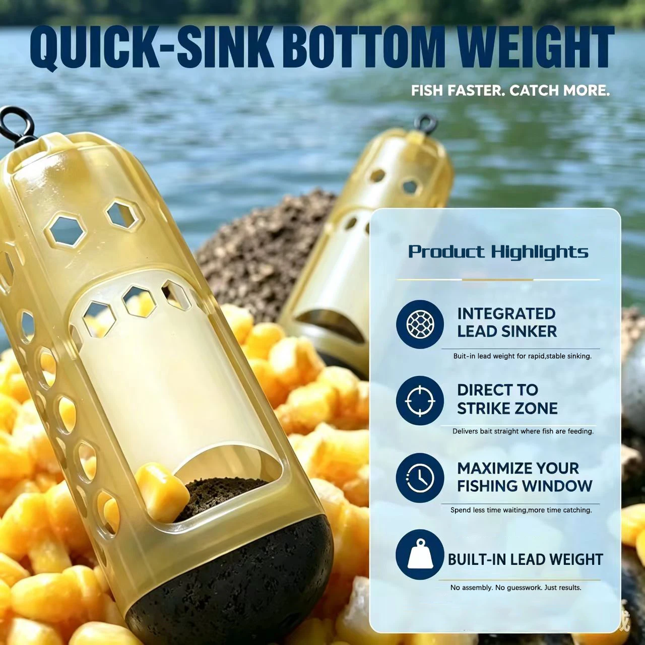 Weighted Window Feeder Bait Cage Suitable for Carp Fishing, Quick-Release Open Cage System with Weighted