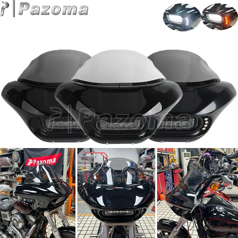 

Обтекатель фары из АБС-пластика + светодиодные фары DRL с указателями поворота для Harley Dyna Street Bob FXDB FXDBI FXDBB FXDBP Low Rider Super Glide