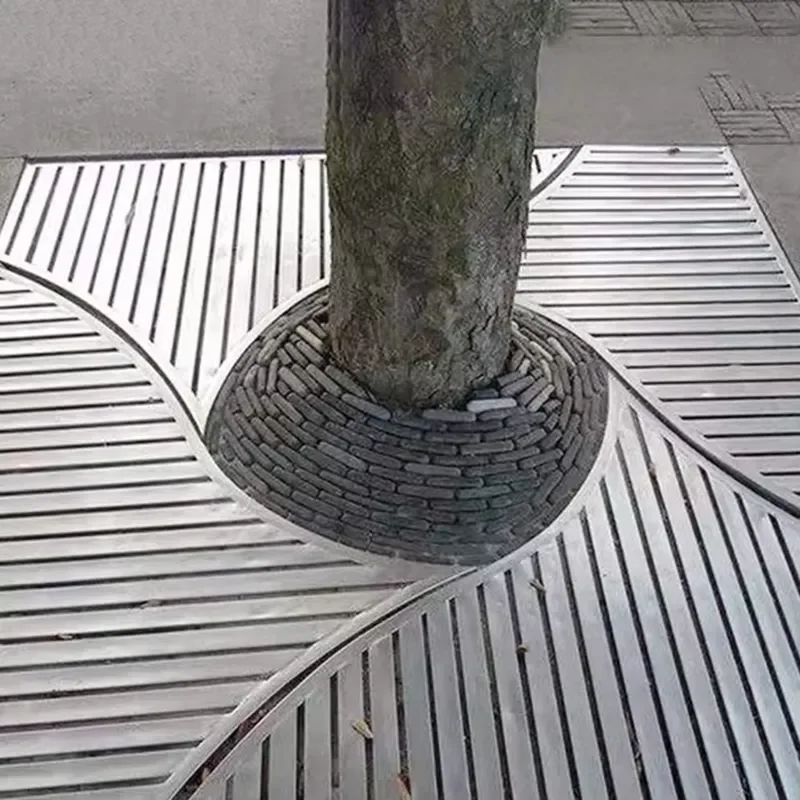 Outdoor Park Protective Cover Tree Grates Steel Silver Gray Tree Grate