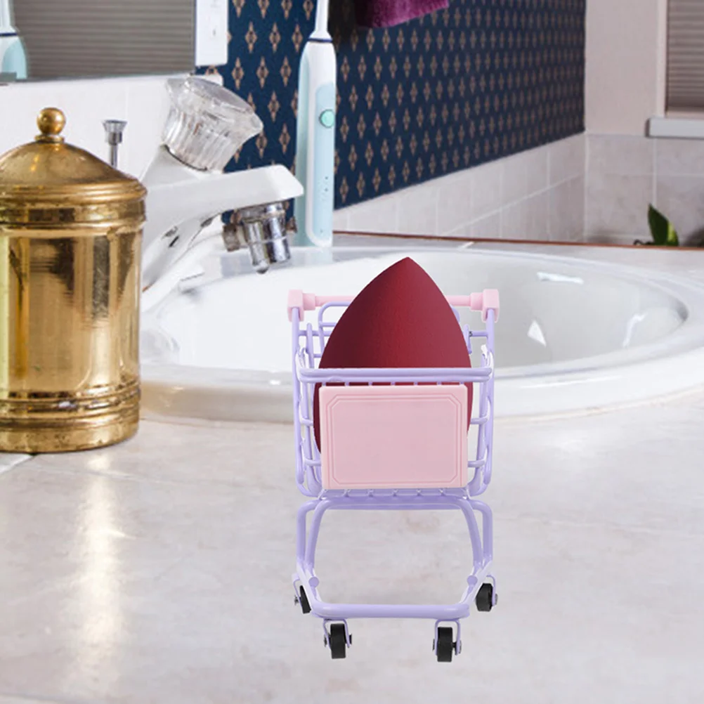 

2 Pcs Mini Shopping Cart Small Supermarket Trolley Toy Desk nament Pink Purple Color Perfect for Bedroom Office Storage Decor