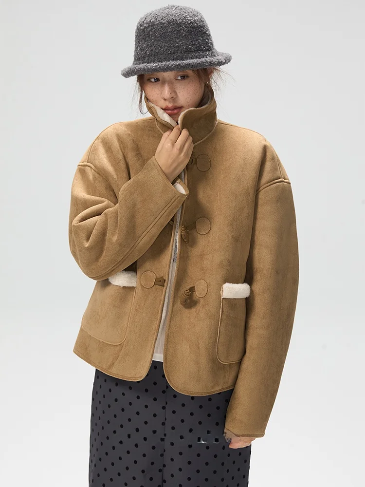 about Passion Retro Suede Lamb Fur Jaet Women's Autumn Winter Design Inteated Leather Fur Coat Warm Sli Ladies Outerwear