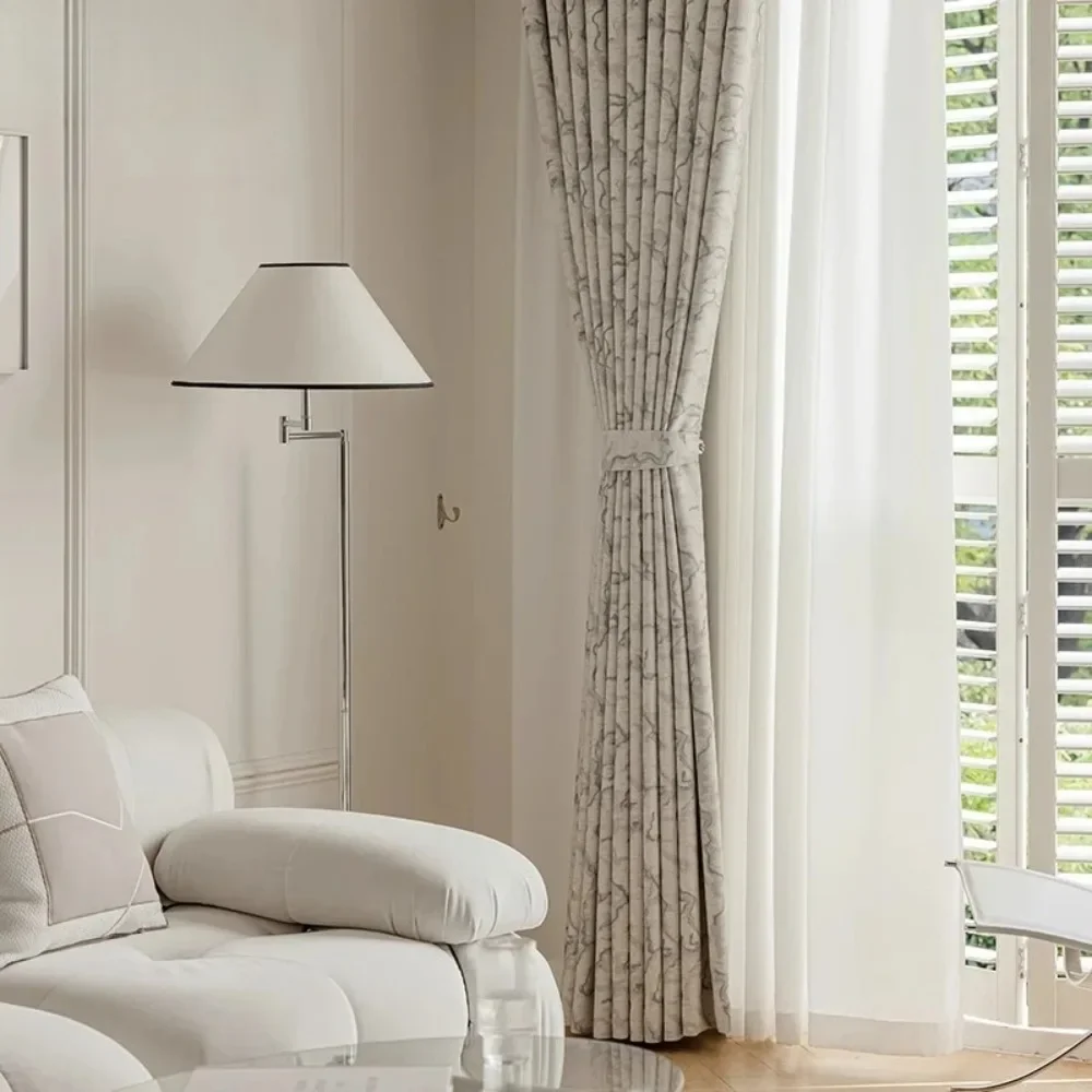 Curtains Floor-to-celebrat Curtains for Living Room Ion Bedroom Customized Modern Simple Cotton Linen Blackout