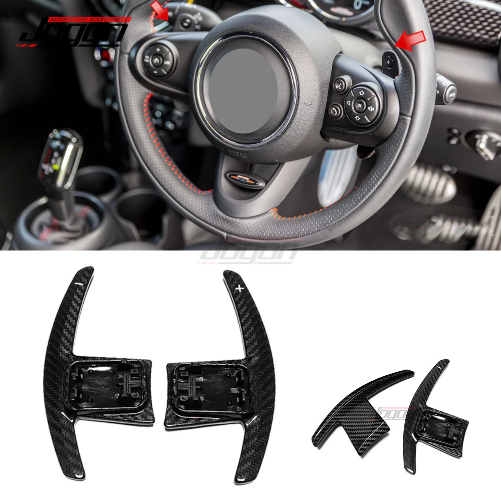 Real Carbon Fiber Paddle Shifter For MINI Cooper F56 F55 F54 F57 F60 One Clubman Countryman Steering Wheel Interior Trim 2PCS